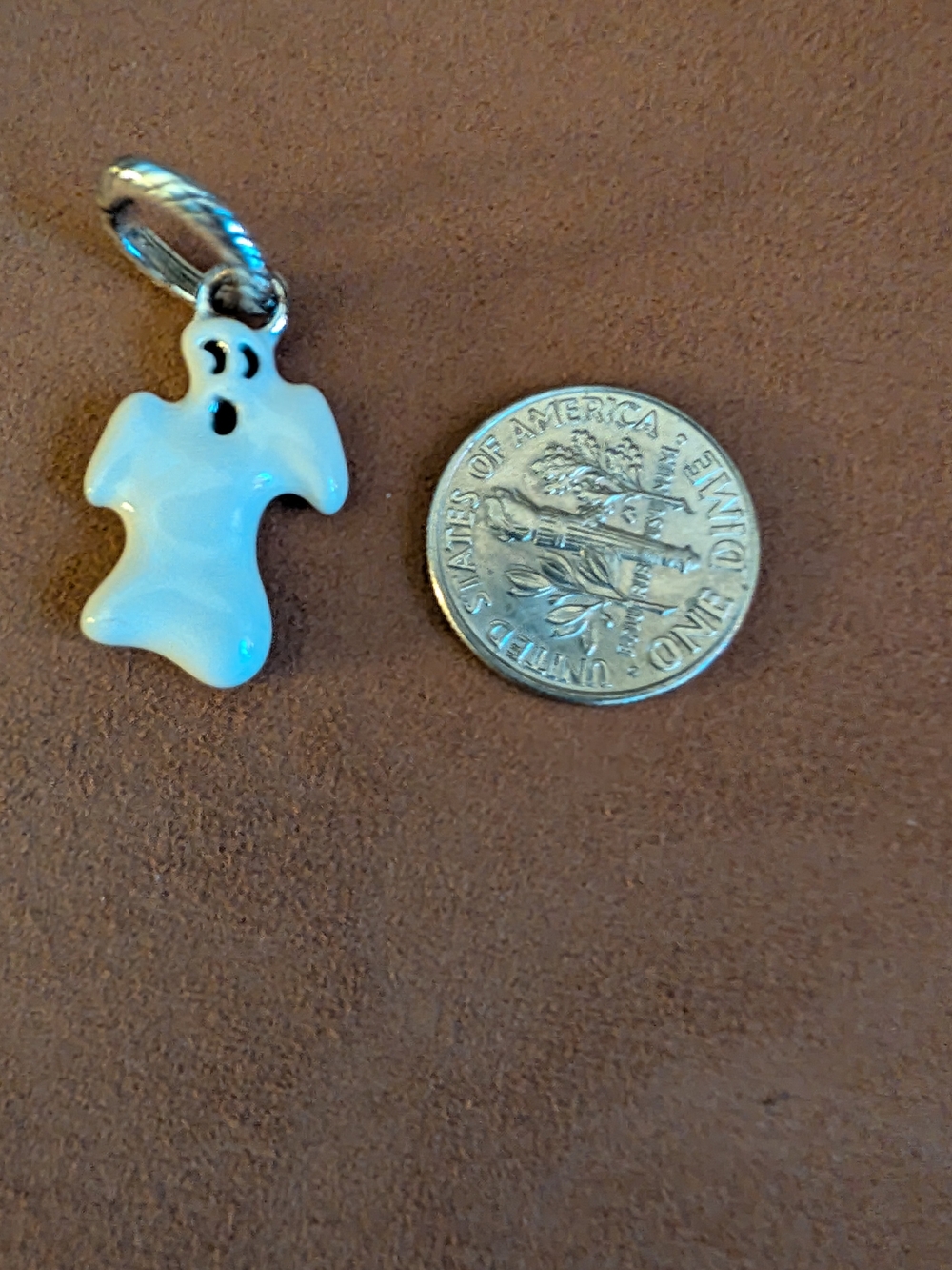Brighton Retired Sterling Ghost Charm Pendant in White